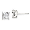 thumbnail image 1 of Beautiful Sterling Silver 6mm Princess Basket Set CZ Stud Earrings, 1 of 2