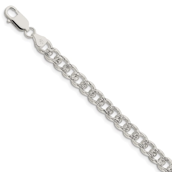 Beautiful Sterling Silver 7.5mm Pav Curb Chain