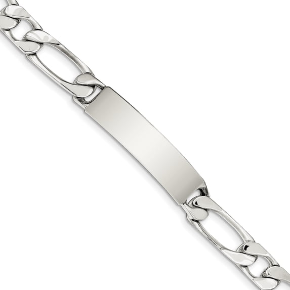 Beautiful Sterling Silver 8.5inch Polished Engraveable 1 Figaro Link ID Bracelet