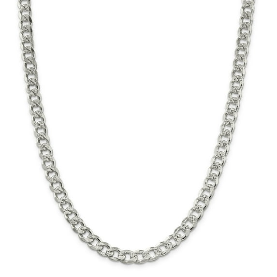 Beautiful Sterling Silver 8mm Pav Curb Chain