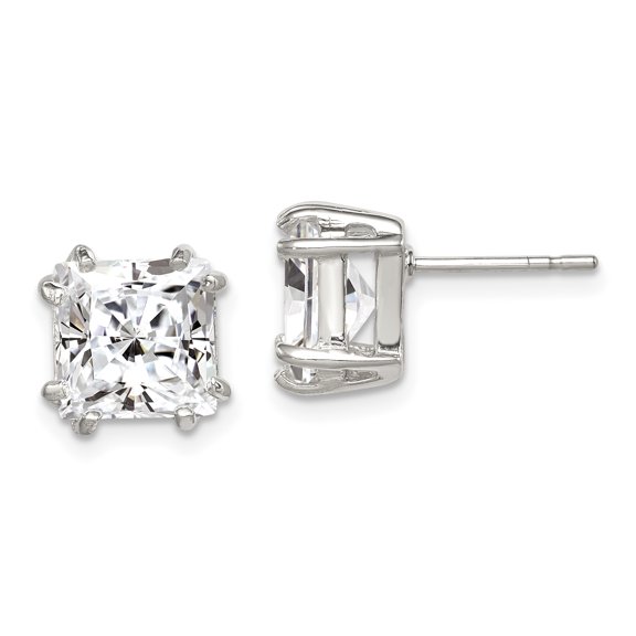 Beautiful Sterling Silver 8mm Princess CZ Stud Earrings
