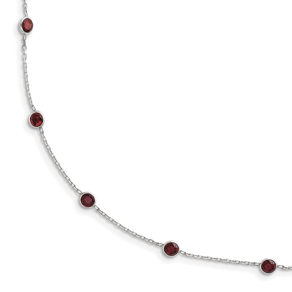 Beautiful Sterling Silver 9-Station Red CZ Necklace