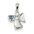 thumbnail image 1 of Beautiful Sterling Silver Angel w/Light Blue CZ Heart Pendant, 1 of 1