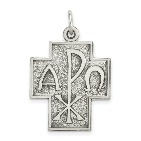 Beautiful Sterling Silver Antiqued Alpha Omega Cross Pendant