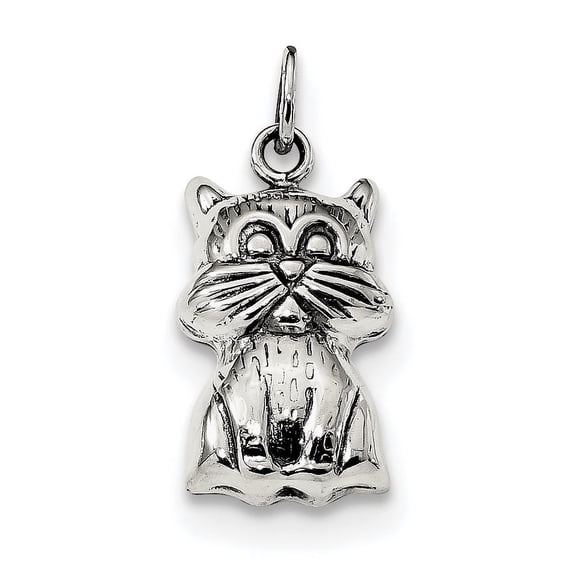 Beautiful Sterling Silver Antiqued Cat Charm