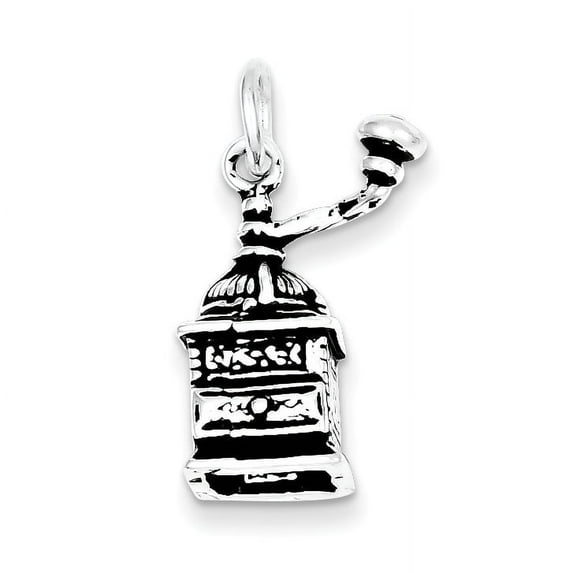 Beautiful Sterling Silver Antiqued Coffee Grinder Charm