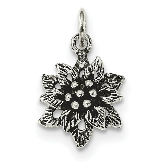 Beautiful Sterling Silver Antiqued Flower Pendant