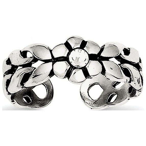 Beautiful Sterling Silver Antiqued Stellux Crystal Toe Ring