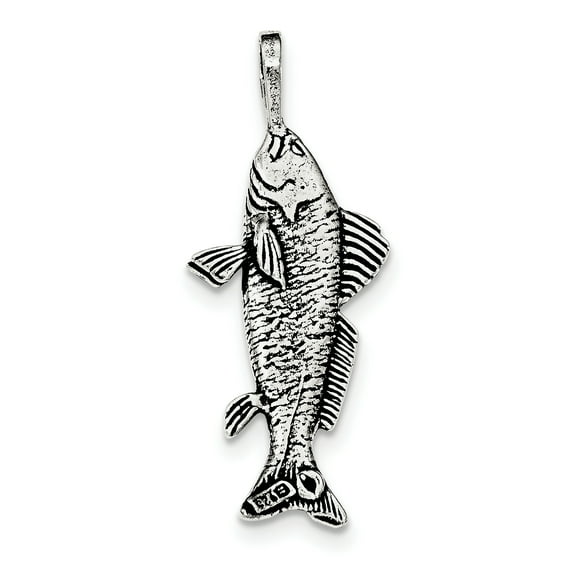 Beautiful Sterling Silver Antiqued & Textured Fish Pendant
