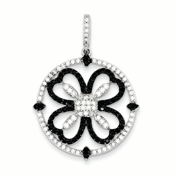 Beautiful Sterling Silver Black and White CZ Pendant