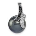 thumbnail image 1 of Beautiful Sterling Silver Blk & Wht CZ Blk Imitation Shell Pearl Pendant, 1 of 2