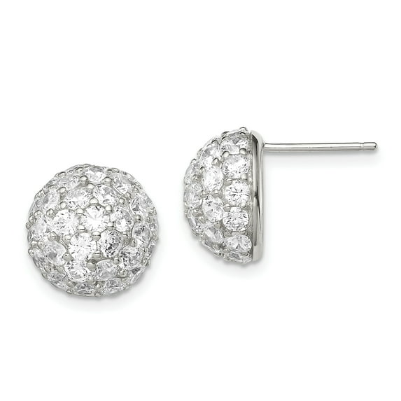 Beautiful Sterling Silver CZ Button Post Earrings