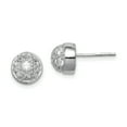 thumbnail image 1 of Beautiful Sterling Silver CZ Half Ball Post Earrings, 1 of 2