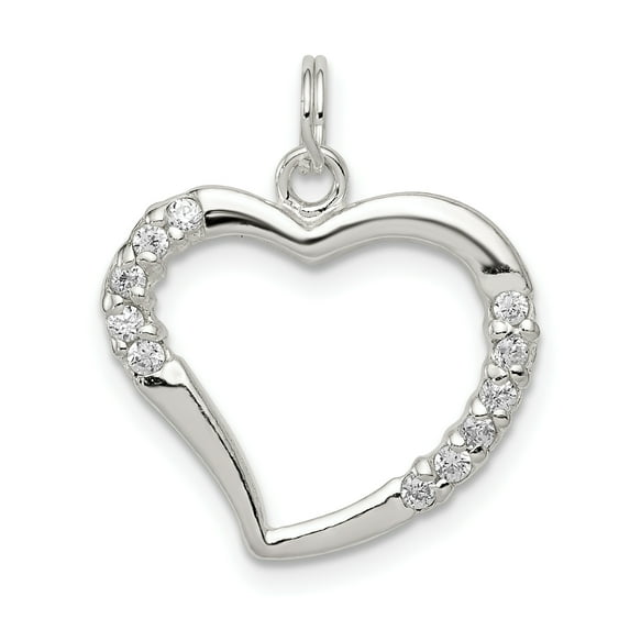 Beautiful Sterling Silver CZ & Heart Pendant