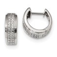 thumbnail image 1 of Beautiful Sterling Silver CZ Hinged Hoop Earrings, 1 of 1