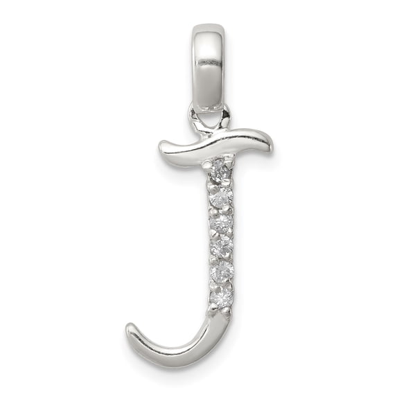 Beautiful Sterling Silver CZ Initial J Pendant
