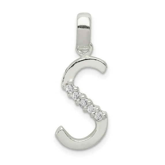 Beautiful Sterling Silver CZ Initial S Pendant