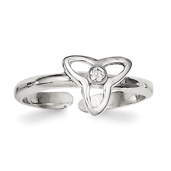 Beautiful Sterling Silver CZ Polished Trinity Toe Ring