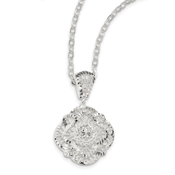 Beautiful Sterling Silver Diamond Cut Fancy Necklace
