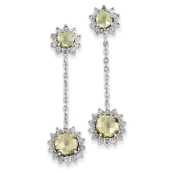 Beautiful Sterling Silver Diamond & Lemon Quartz Earring