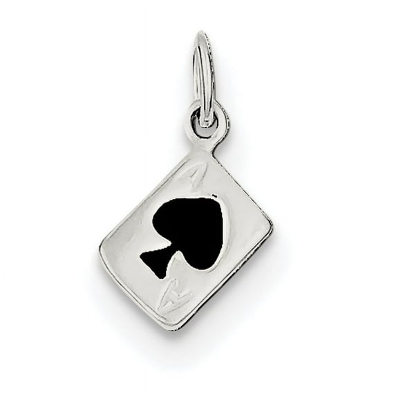 Beautiful Sterling Silver Enameled Ace Of Spades Card Charm
