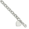 thumbnail image 1 of Beautiful Sterling Silver Engraveable Heart Fancy Link Bracelet, 1 of 1