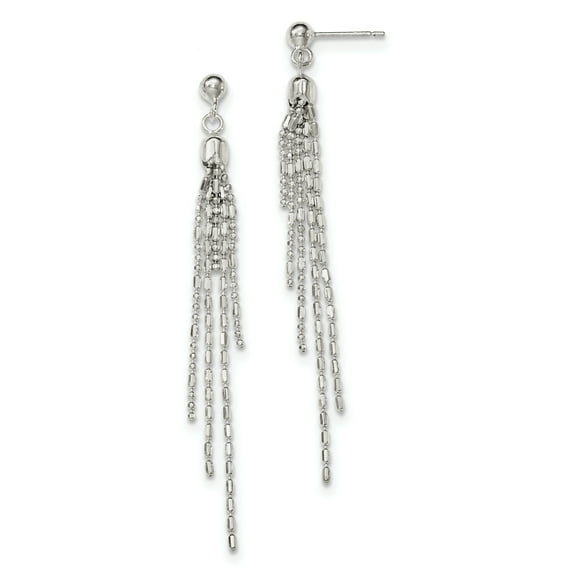 Beautiful Sterling Silver Fancy Multi-strand Post Dangle Earrings