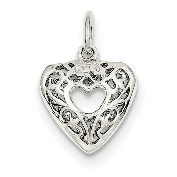 Beautiful Sterling Silver Filigree Heart Charm