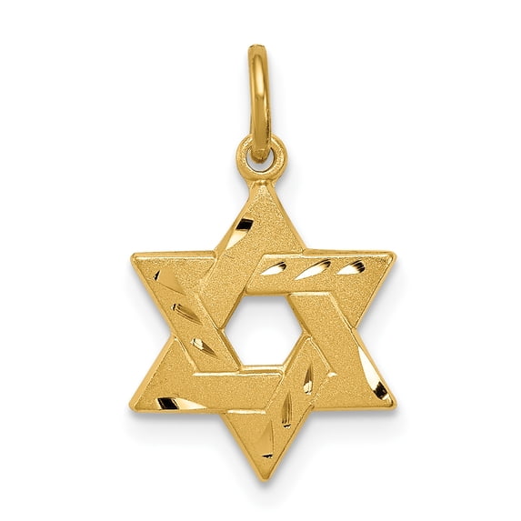 Beautiful Sterling Silver Gold-tone Engraved Small Jewish Star Pendant