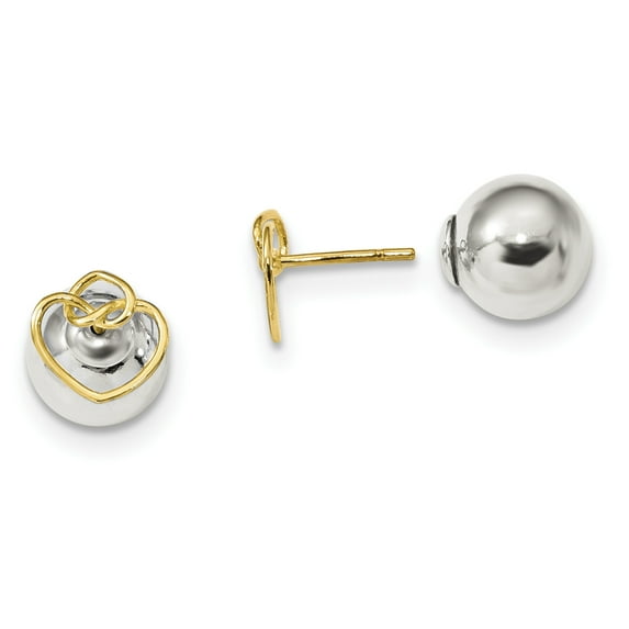Beautiful Sterling Silver Gold-tone Knotted Hearts Front Back Post Earrings