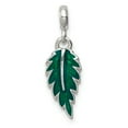 thumbnail image 1 of Beautiful Sterling Silver Green Enameled Leaf Enhancer, 1 of 2