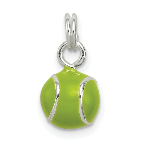Beautiful Sterling Silver Green Enameled Tennis Ball Charm