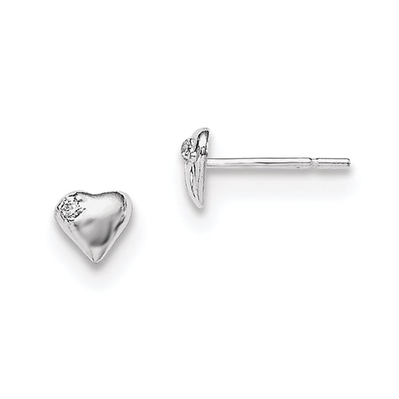 Beautiful Sterling Silver Heart with CZ Post Earrings