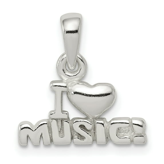 Beautiful Sterling Silver I Love Music Pendant