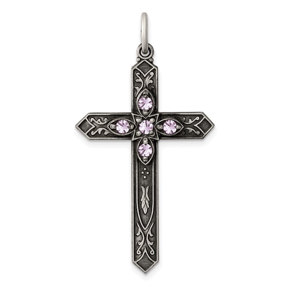 Beautiful Sterling Silver June Birthstone Cross Pendant
