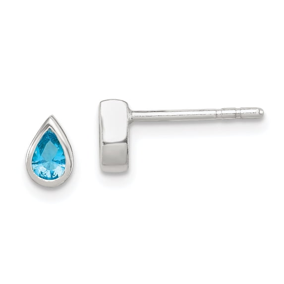 Beautiful Sterling Silver Light Blue CZ Teardrop Earrings