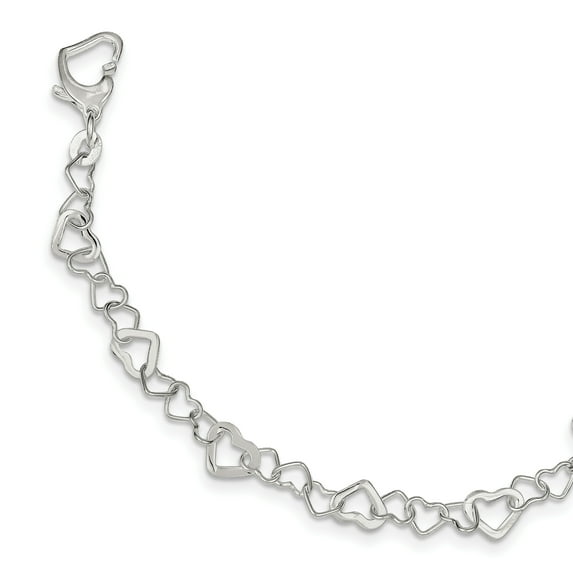 Beautiful Sterling Silver Linked Heart Bracelet
