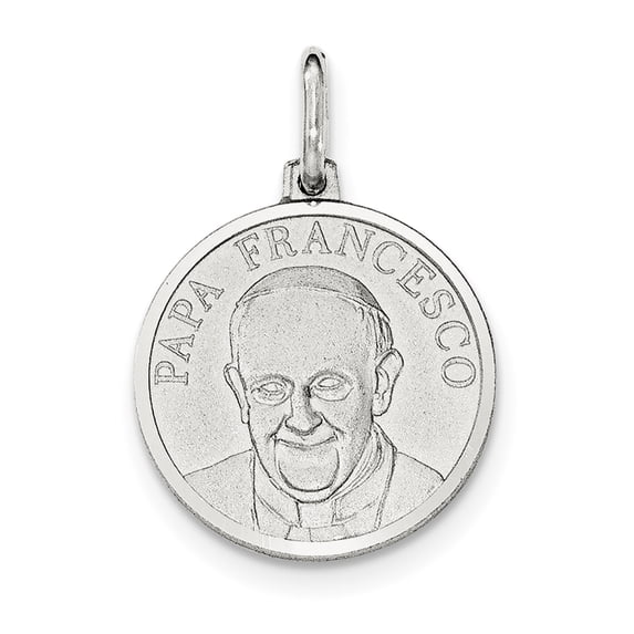 Beautiful Sterling Silver Matte Papa Francesco Medal Pendant