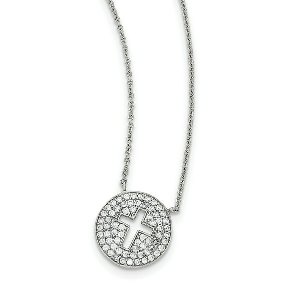 Beautiful Sterling Silver Polished CZ Cross Necklace
