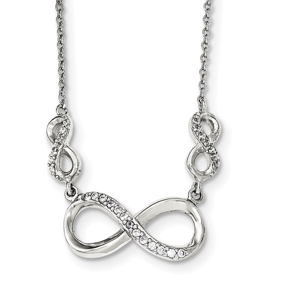 Beautiful Sterling Silver Polished CZ Infinity Symbol Necklace