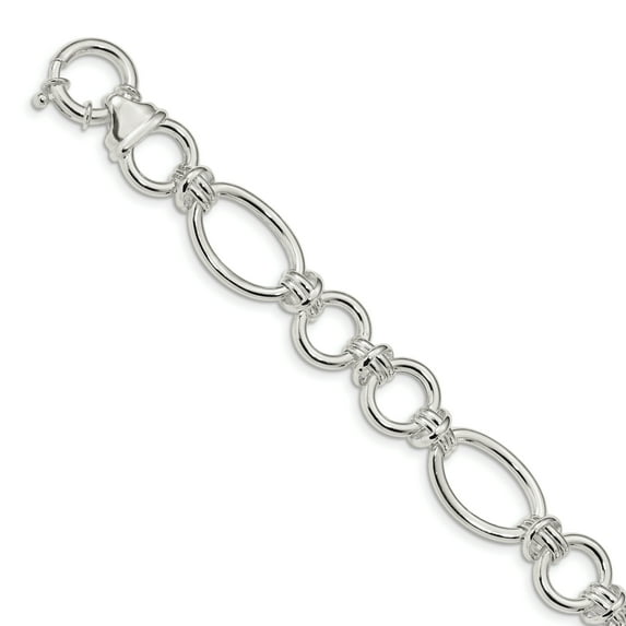 Beautiful Sterling Silver Polished Fancy Link 7.5 inch Bracelet