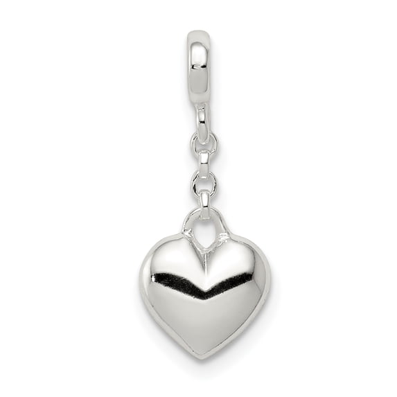Beautiful Sterling Silver Polished Heart 1/2in Dangle Enhancer