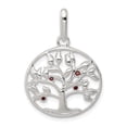 thumbnail image 1 of Beautiful Sterling Silver Polished Red CZ Tree Circle Pendant, 1 of 2