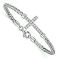 thumbnail image 1 of Beautiful Sterling Silver Polished Rhodium-plated CZ Latin Cross Bangle, 1 of 2
