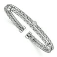 thumbnail image 1 of Beautiful Sterling Silver Polished Rhodium-plated Double Strand CZ Cuff Bangle, 1 of 2