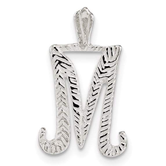Beautiful Sterling Silver Polished & Textured Letter M Chain Slide