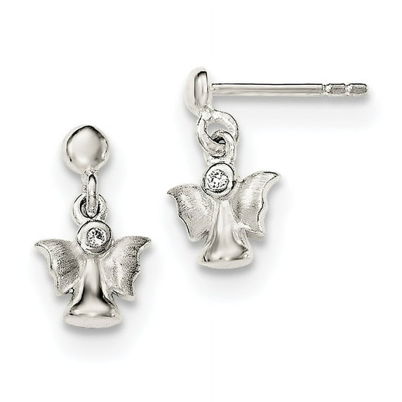 Beautiful Sterling Silver Polished and Satin Angel Post Earrings