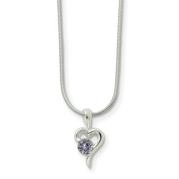 Beautiful Sterling Silver Purple CZ Heart Necklace