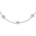 thumbnail image 1 of Beautiful Sterling Silver RH 7-8mm Pink Round FWC Pearl 9 Station Necklace, 1 of 1