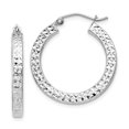 thumbnail image 1 of Beautiful Sterling Silver RH-plated D/C 3x25mm Square Tube Hoop Earrings, 1 of 2
